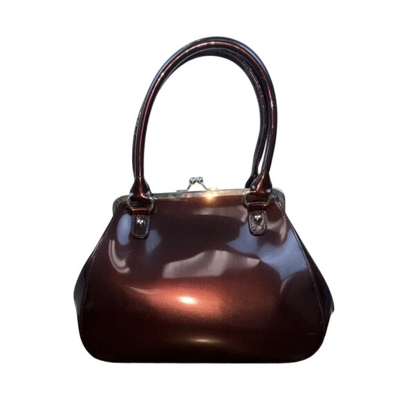 Beijo Brown Leather With Matching Coin Purse Set Twist Lock Women Handbag Size M - Picture 3 of 16